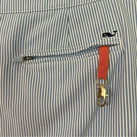 Vineyard Vines Seersucker Blue White Stripe Scallop Hem Golf Skort Size 14 - Picture 3 of 9